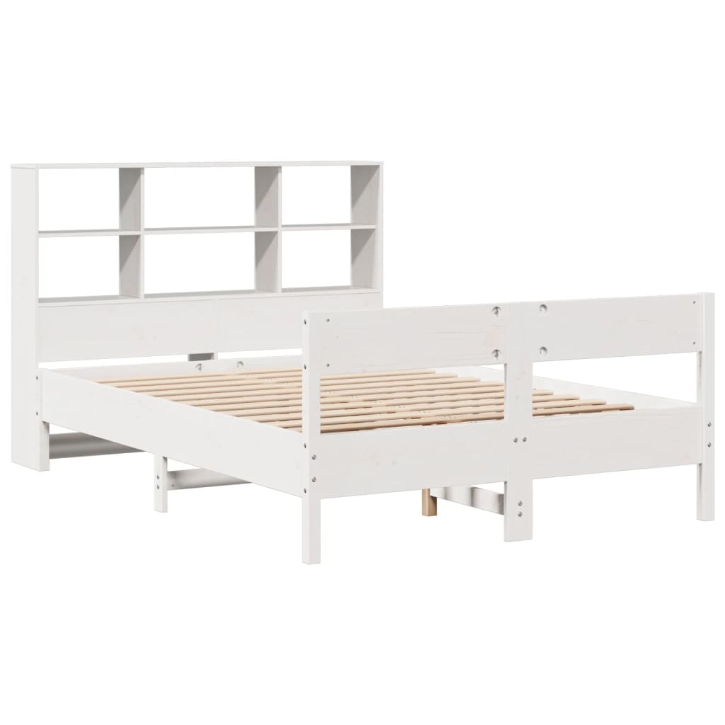 Bookcase Bed without Mattress White 140x200cm Solid Wood Pine