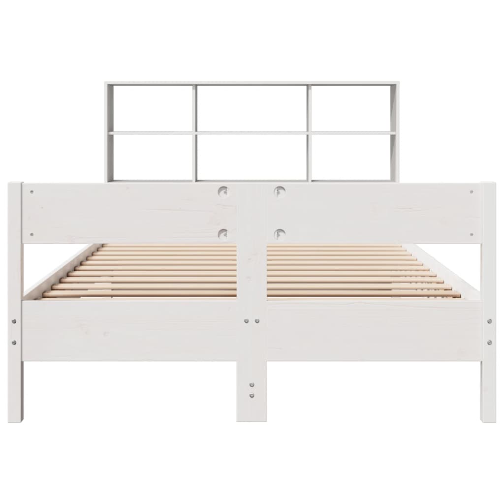 Bookcase Bed without Mattress White 140x200cm Solid Wood Pine