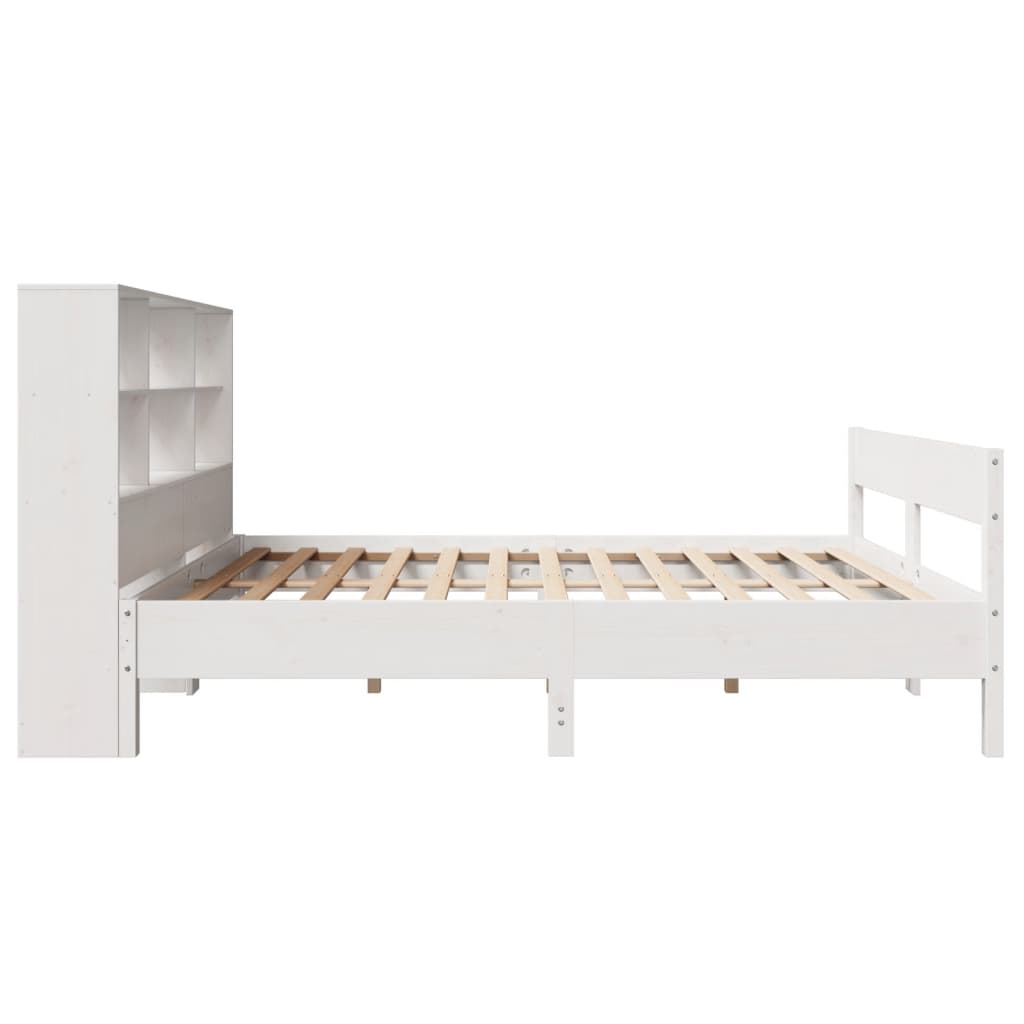 Bookcase Bed without Mattress White 140x200cm Solid Wood Pine