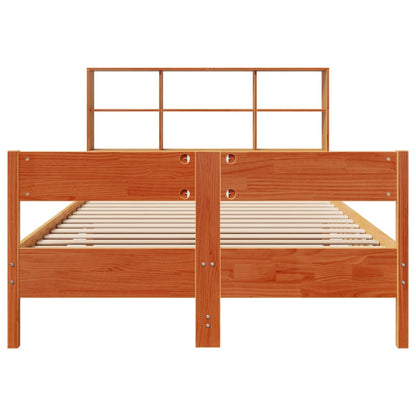 Bookcase Bed without Mattress Wax Brown 120x200cm Solid Wood Pine