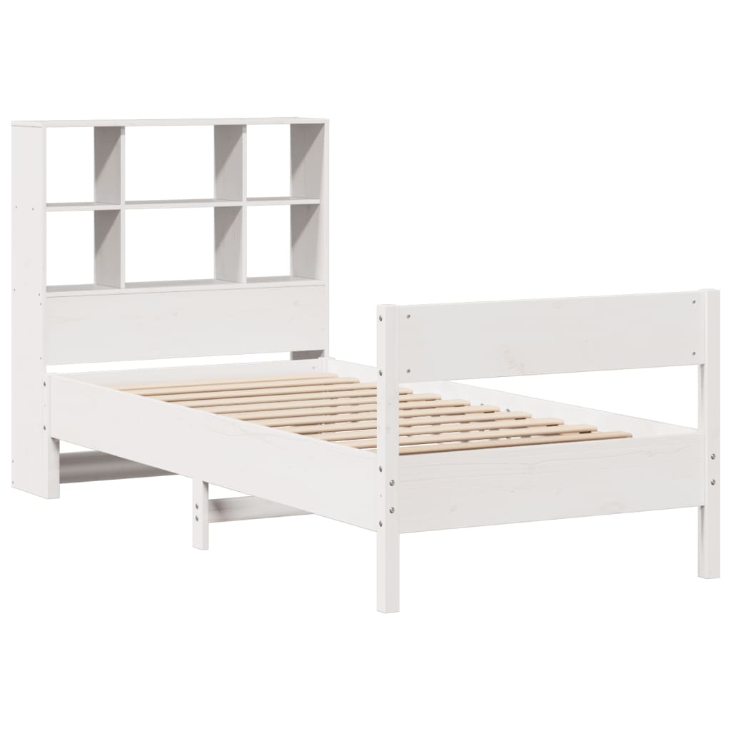 Bookcase Bed without Mattress White 100x200cm Solid Wood Pine