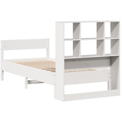 Bookcase Bed without Mattress White 100x200cm Solid Wood Pine