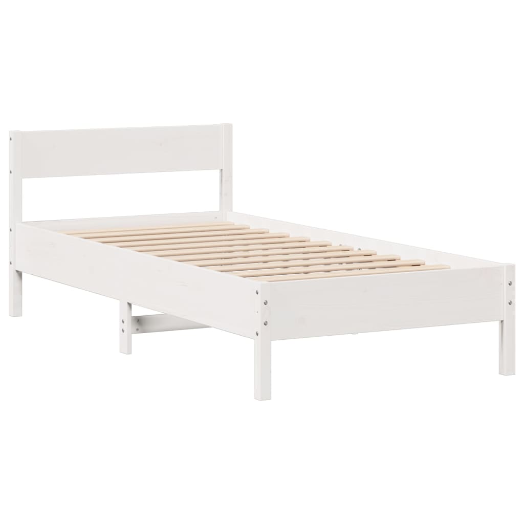 Bookcase Bed without Mattress White 100x200cm Solid Wood Pine