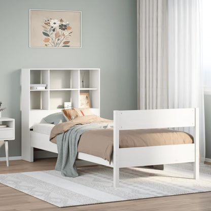 Bookcase Bed without Mattress White 100x200cm Solid Wood Pine