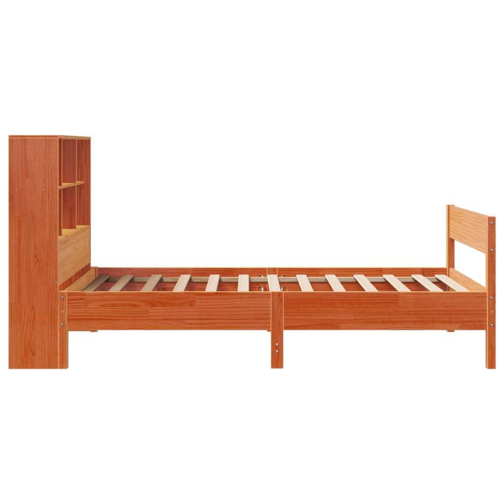 Bookcase Bed without Mattress Wax Brown 100x200cm Solid Wood Pine