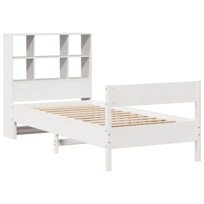 Bookcase Bed without Mattress White 90x200cm Solid Wood Pine