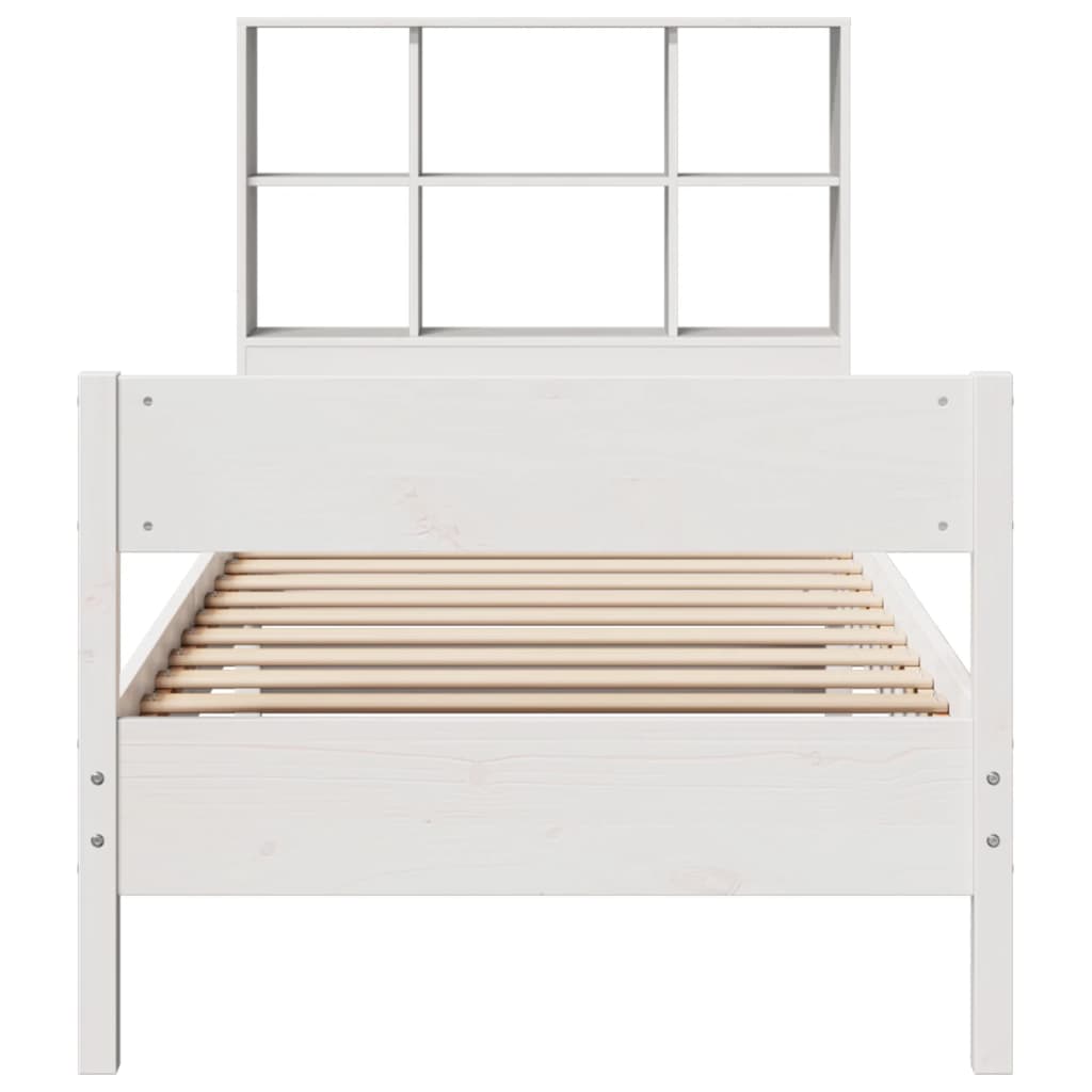 Bookcase Bed without Mattress White 90x200cm Solid Wood Pine