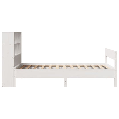 Bookcase Bed without Mattress White 90x200cm Solid Wood Pine