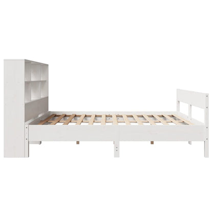 Bookcase Bed without Mattress White 140x190cm Solid Wood Pine