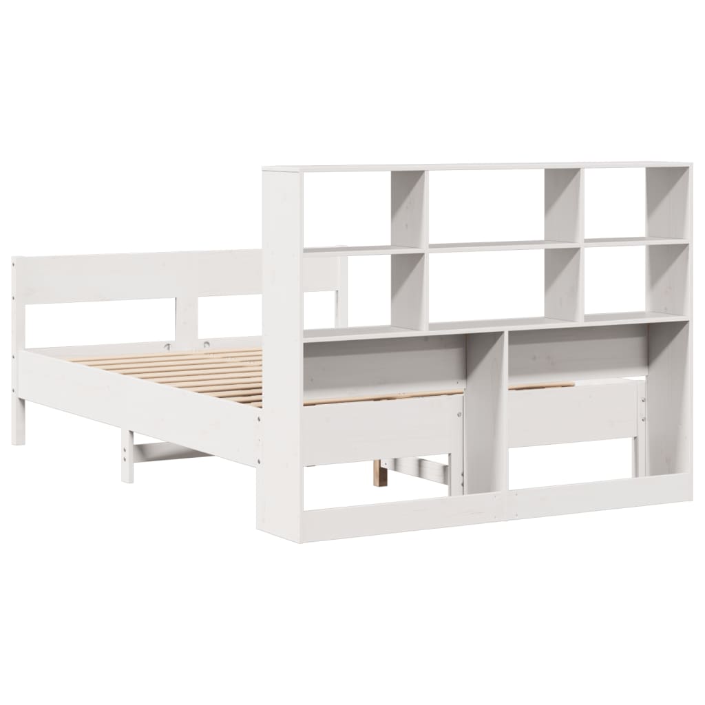 Bookcase Bed without Mattress White 140x190cm Solid Wood Pine