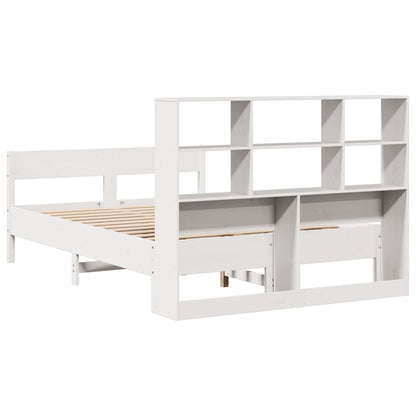 Bookcase Bed without Mattress White 140x190cm Solid Wood Pine