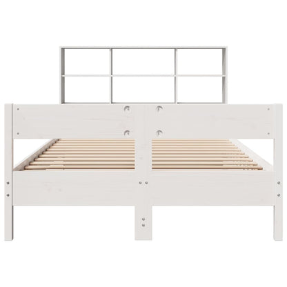 Bookcase Bed without Mattress White 135x190cm Double Solid Wood Pine