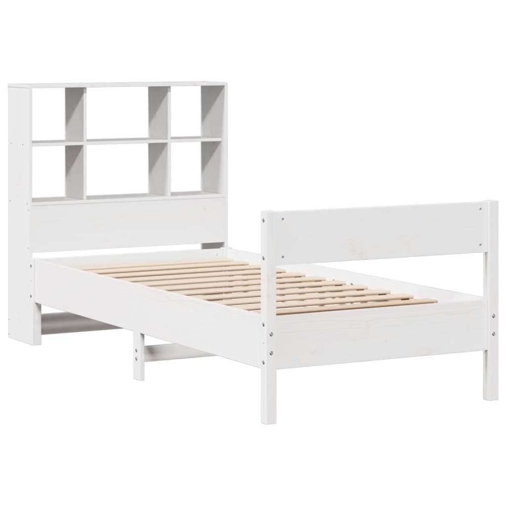 Bookcase Bed without Mattress White 90x190 cm Small Single Solid Wood Pine