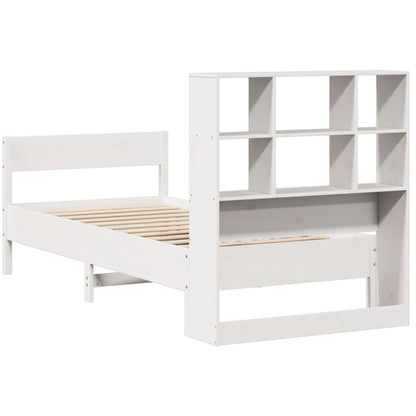 Bookcase Bed without Mattress White 75x190 cm Small Single Solid Wood Pine