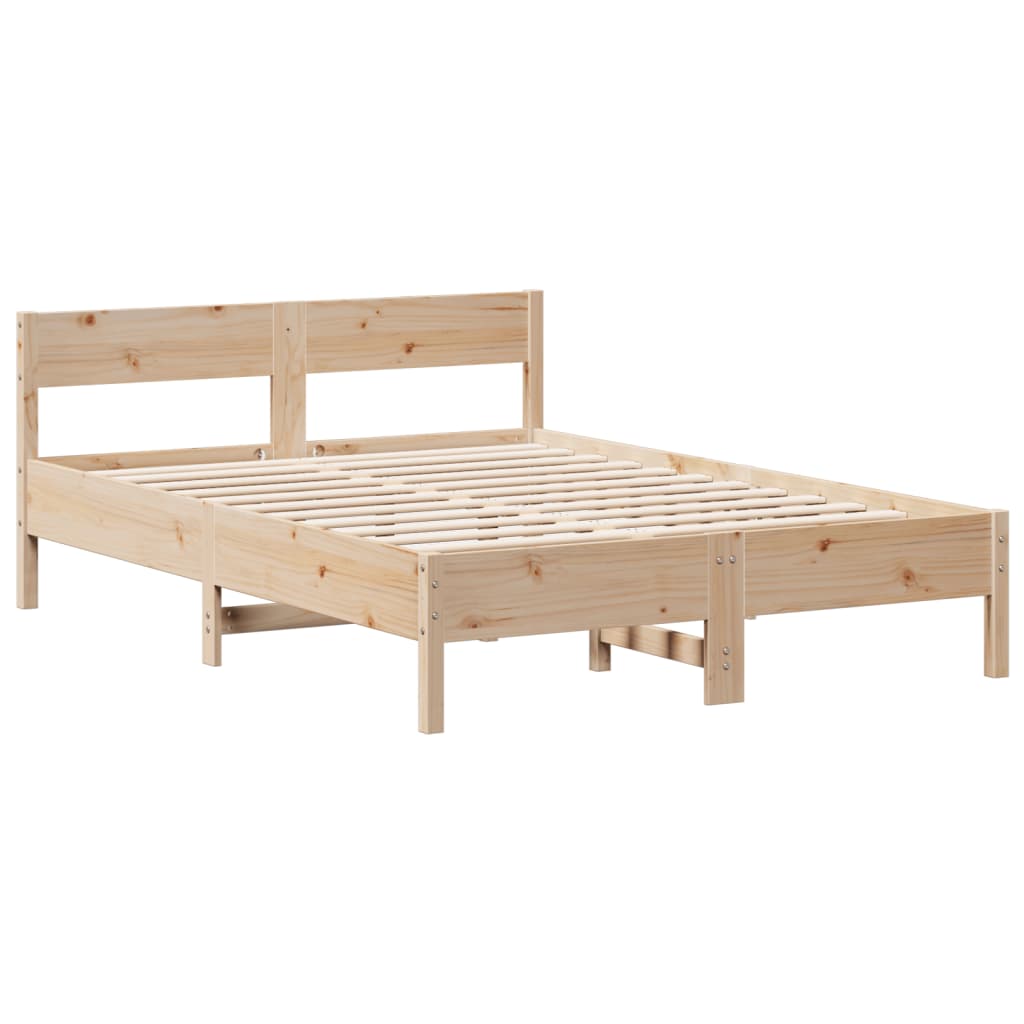 Bookcase Bed without Mattress 150x200cm King Size Solid Wood Pine