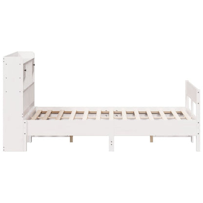 Bookcase Bed without Mattress White 150x200cm King Size Solid Wood Pine