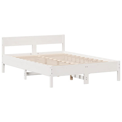 Bookcase Bed without Mattress White 150x200cm King Size Solid Wood Pine