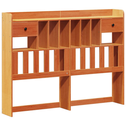 Bookcase Bed without Mattress Wax Brown 150x200cm King Size Solid Wood Pine