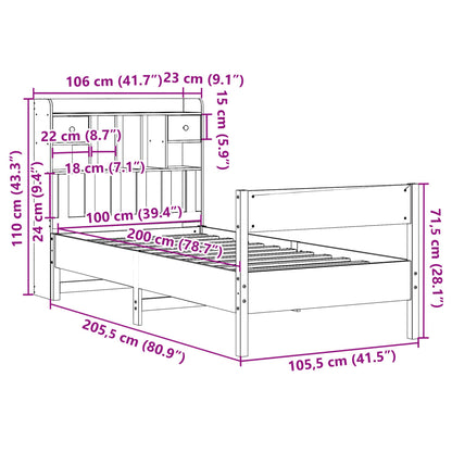 Bookcase Bed without Mattress 100x200 cm Solid Wood Pine