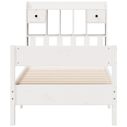 Bookcase Bed without Mattress White 100x200 cm Solid Wood Pine