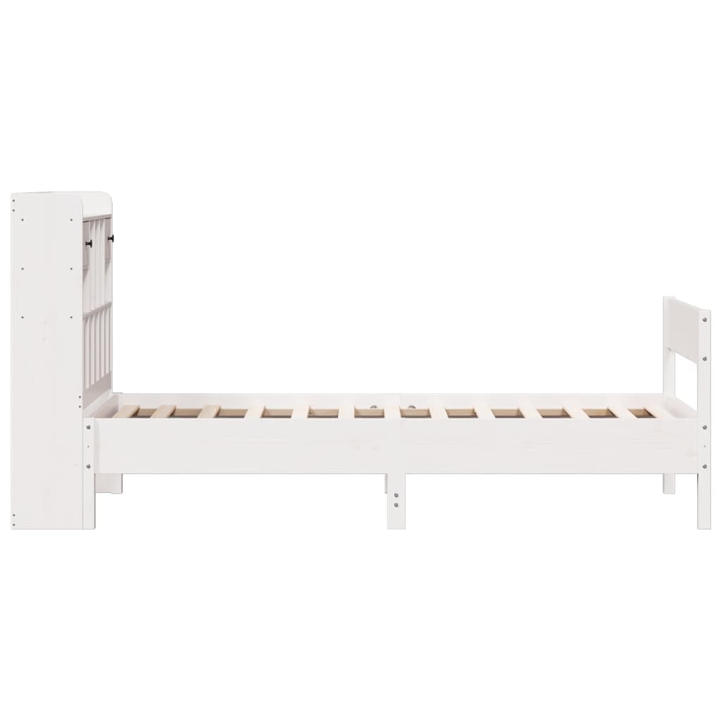 Bookcase Bed without Mattress White 100x200 cm Solid Wood Pine