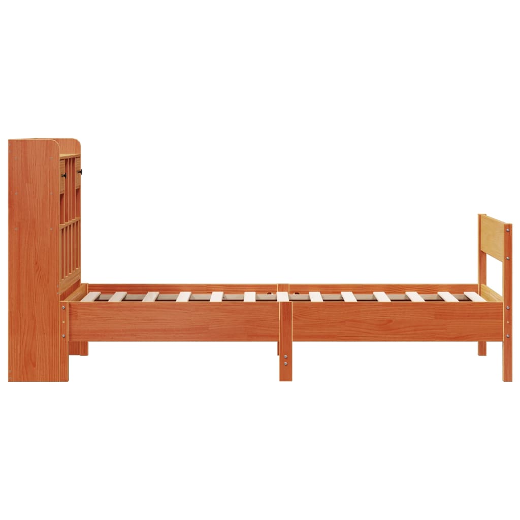 Bookcase Bed without Mattress Wax Brown 100x200 cm Solid Wood Pine