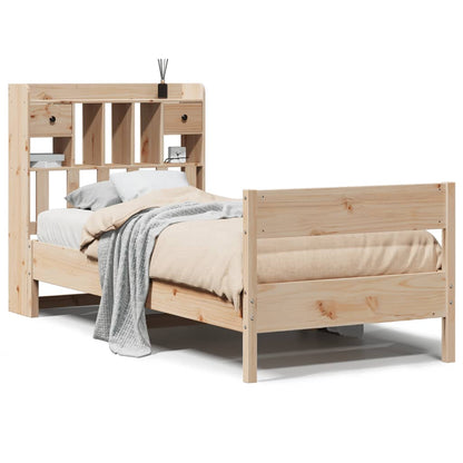 Bookcase Bed without Mattress 90x200 cm Solid Wood Pine