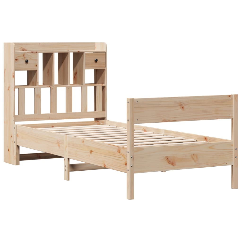 Bookcase Bed without Mattress 90x200 cm Solid Wood Pine