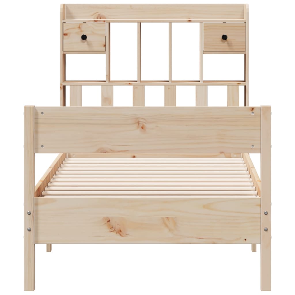 Bookcase Bed without Mattress 90x200 cm Solid Wood Pine