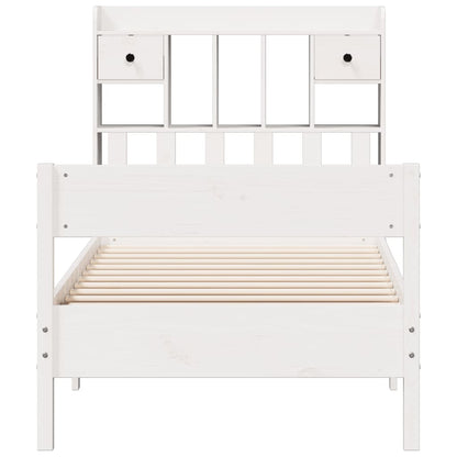 Bookcase Bed without Mattress White 90x200 cm Solid Wood Pine