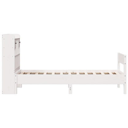 Bookcase Bed without Mattress White 90x200 cm Solid Wood Pine