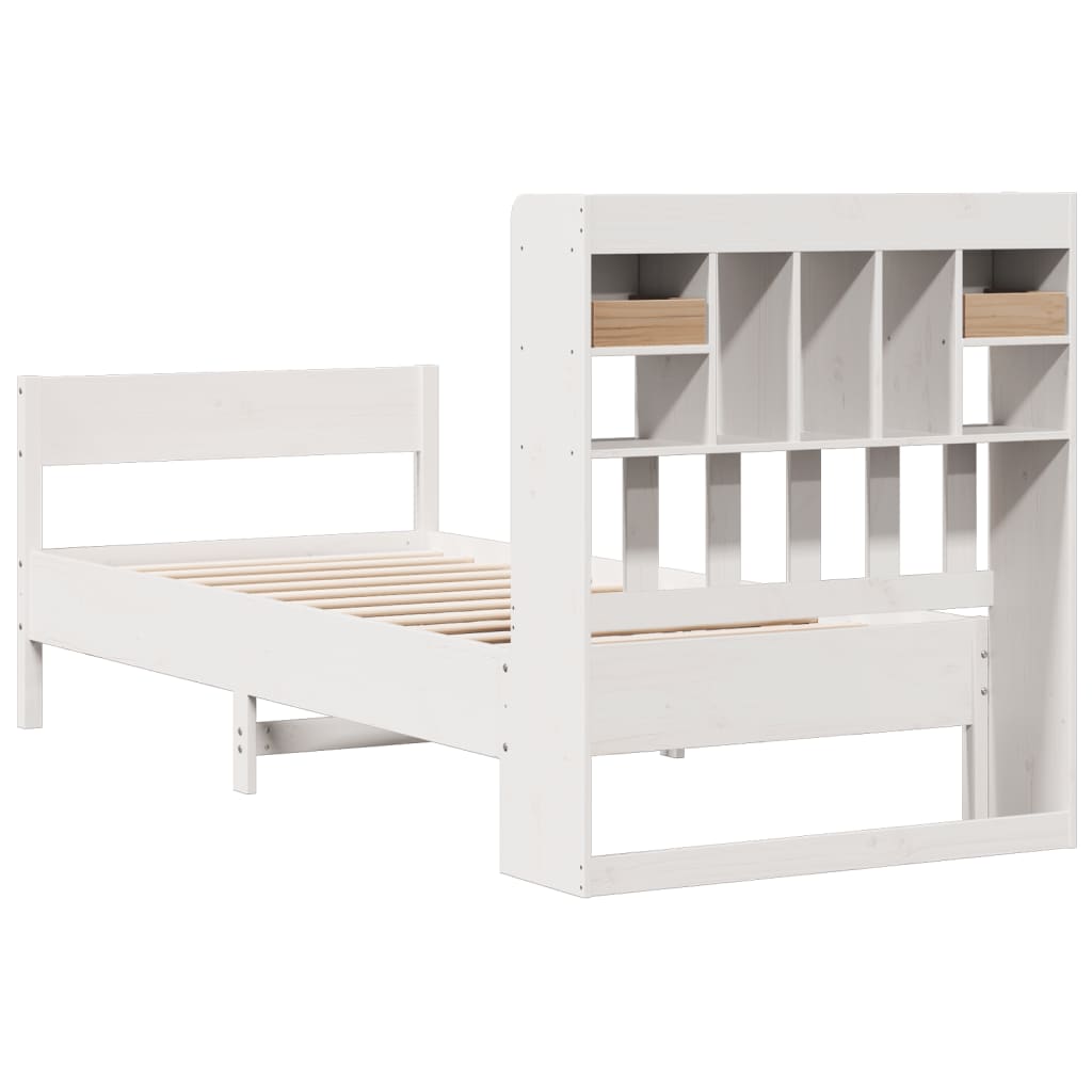 Bookcase Bed without Mattress White 90x200 cm Solid Wood Pine