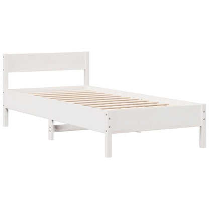 Bookcase Bed without Mattress White 90x200 cm Solid Wood Pine