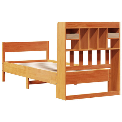 Bookcase Bed without Mattress Wax Brown 90x200 cm Solid Wood Pine