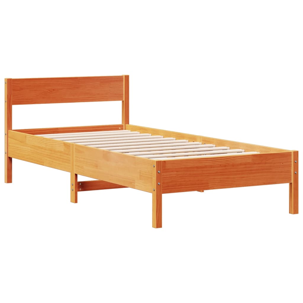 Bookcase Bed without Mattress Wax Brown 90x200 cm Solid Wood Pine