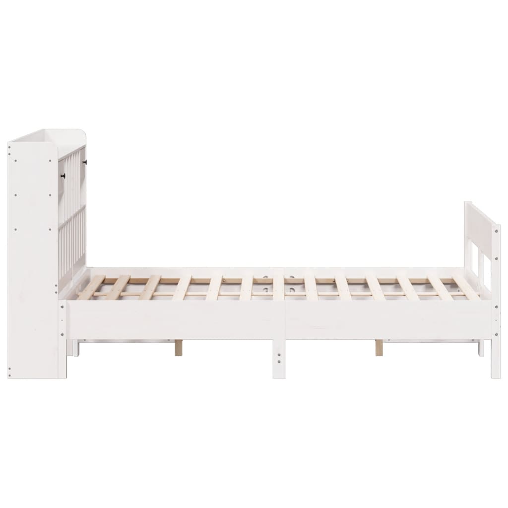 Bookcase Bed without Mattress White 120x190cm Small Double Solid Wood Pine