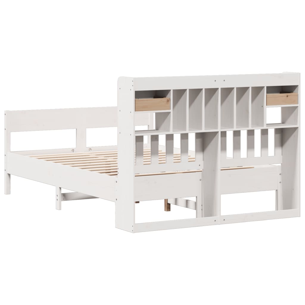 Bookcase Bed without Mattress White 120x190cm Small Double Solid Wood Pine