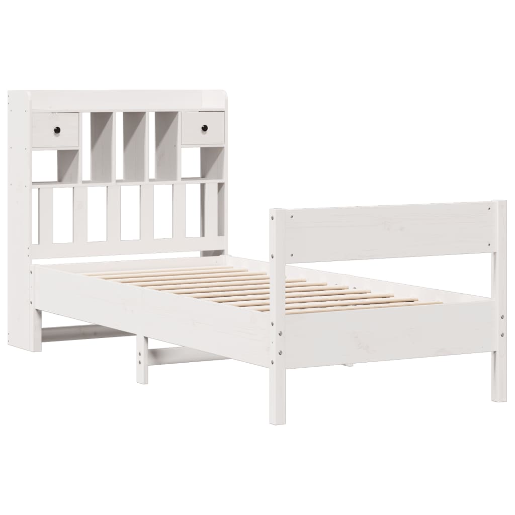 Bookcase Bed without Mattress White 90x190 cm Single Solid Wood Pine