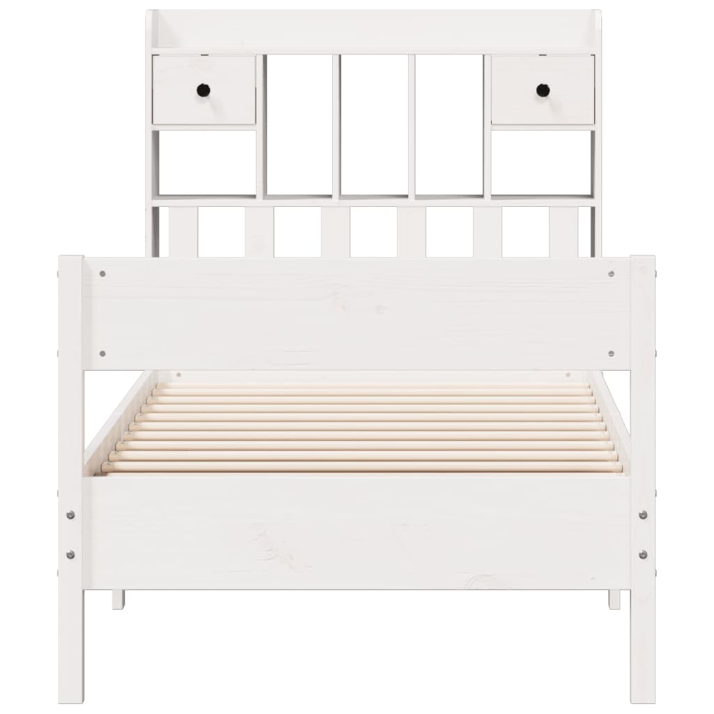 Bookcase Bed without Mattress White 90x190 cm Single Solid Wood Pine