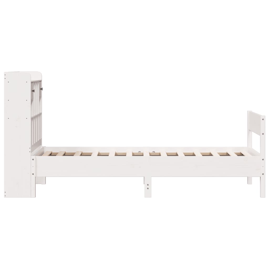 Bookcase Bed without Mattress White 90x190 cm Single Solid Wood Pine