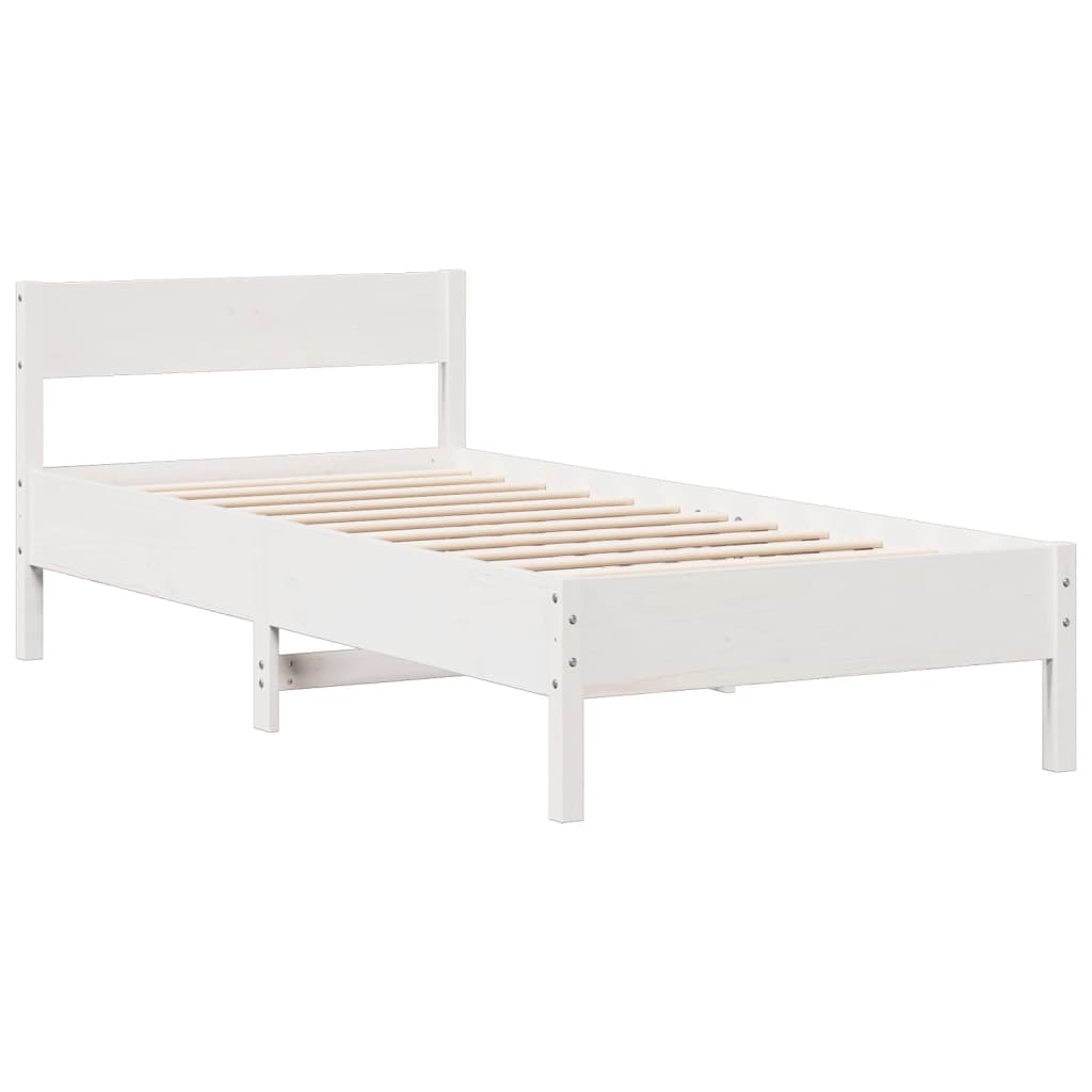 Bookcase Bed without Mattress White 90x190 cm Single Solid Wood Pine