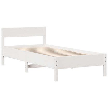 Bookcase Bed without Mattress White 90x190 cm Single Solid Wood Pine