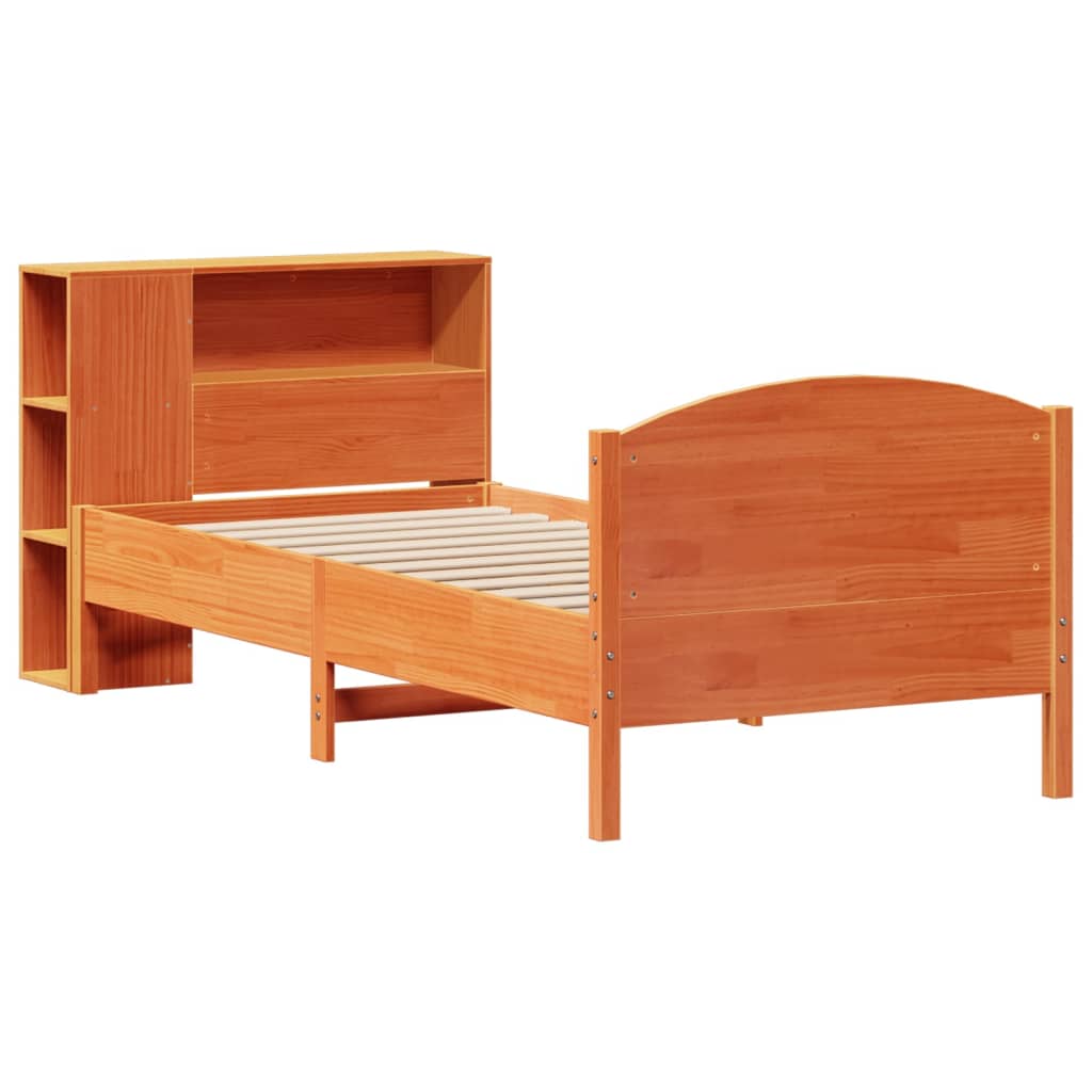 Bookcase Bed without Mattress Wax Brown 90x190cm Single Solid Wood Pine