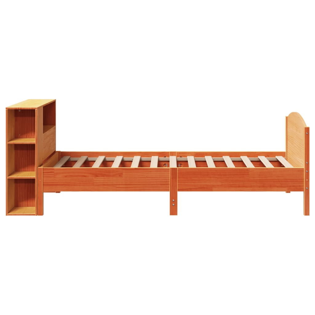 Bookcase Bed without Mattress Wax Brown 90x190cm Single Solid Wood Pine