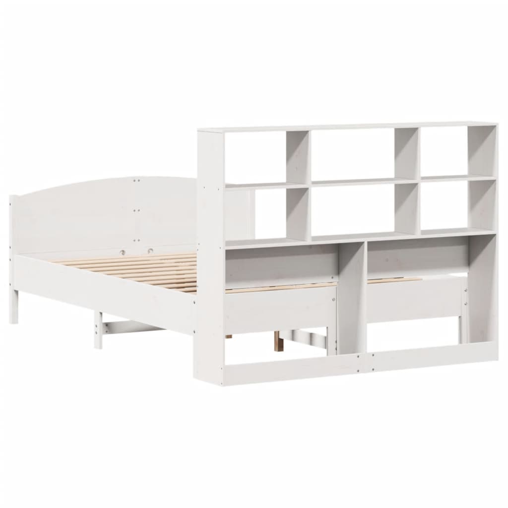 Bookcase Bed without Mattress White 120x190 cm Small Double Solid Wood Pine