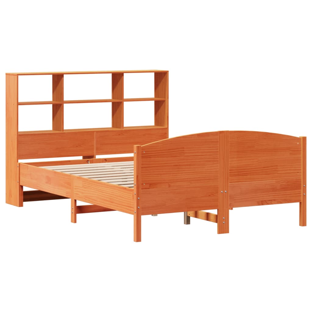 Bookcase Bed without Mattress Wax Brown 120x190 cm Small Double Solid Wood Pine