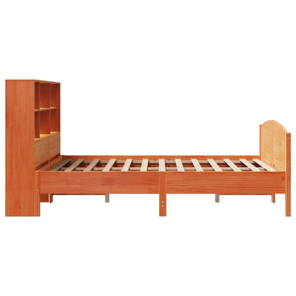 Bookcase Bed without Mattress Wax Brown 120x190 cm Small Double Solid Wood Pine