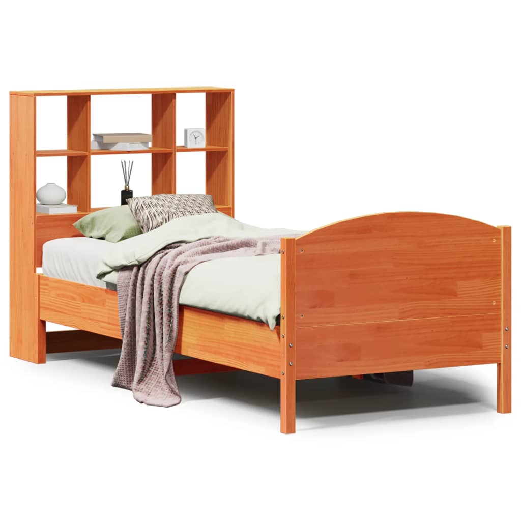 Bookcase Bed without Mattress Wax Brown 75x190 cm Small Single Solid Wood Pine