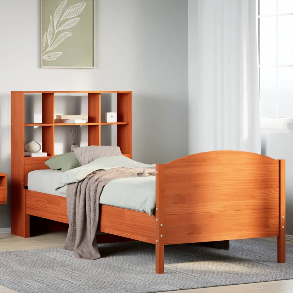 Bookcase Bed without Mattress Wax Brown 75x190 cm Small Single Solid Wood Pine