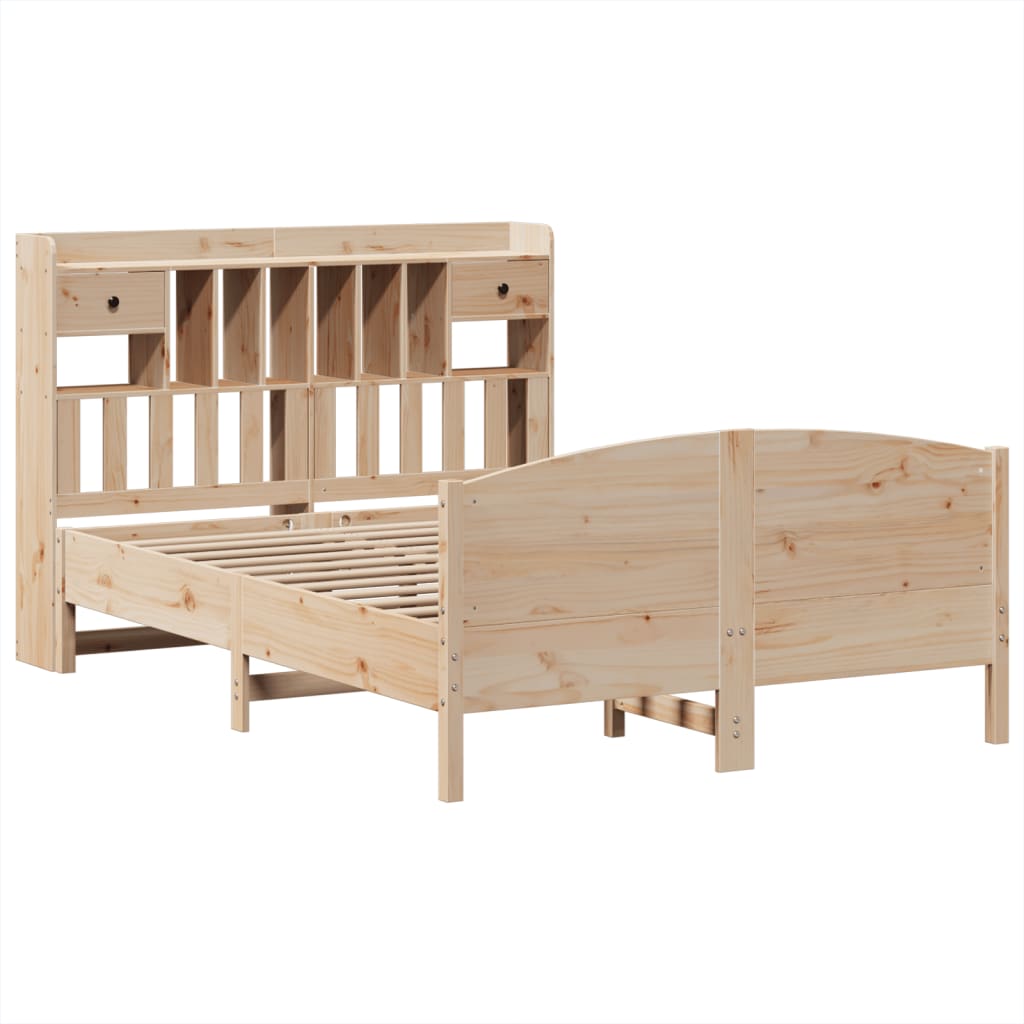 Bookcase Bed without Mattress 150x200 cm King Size Solid Wood Pine